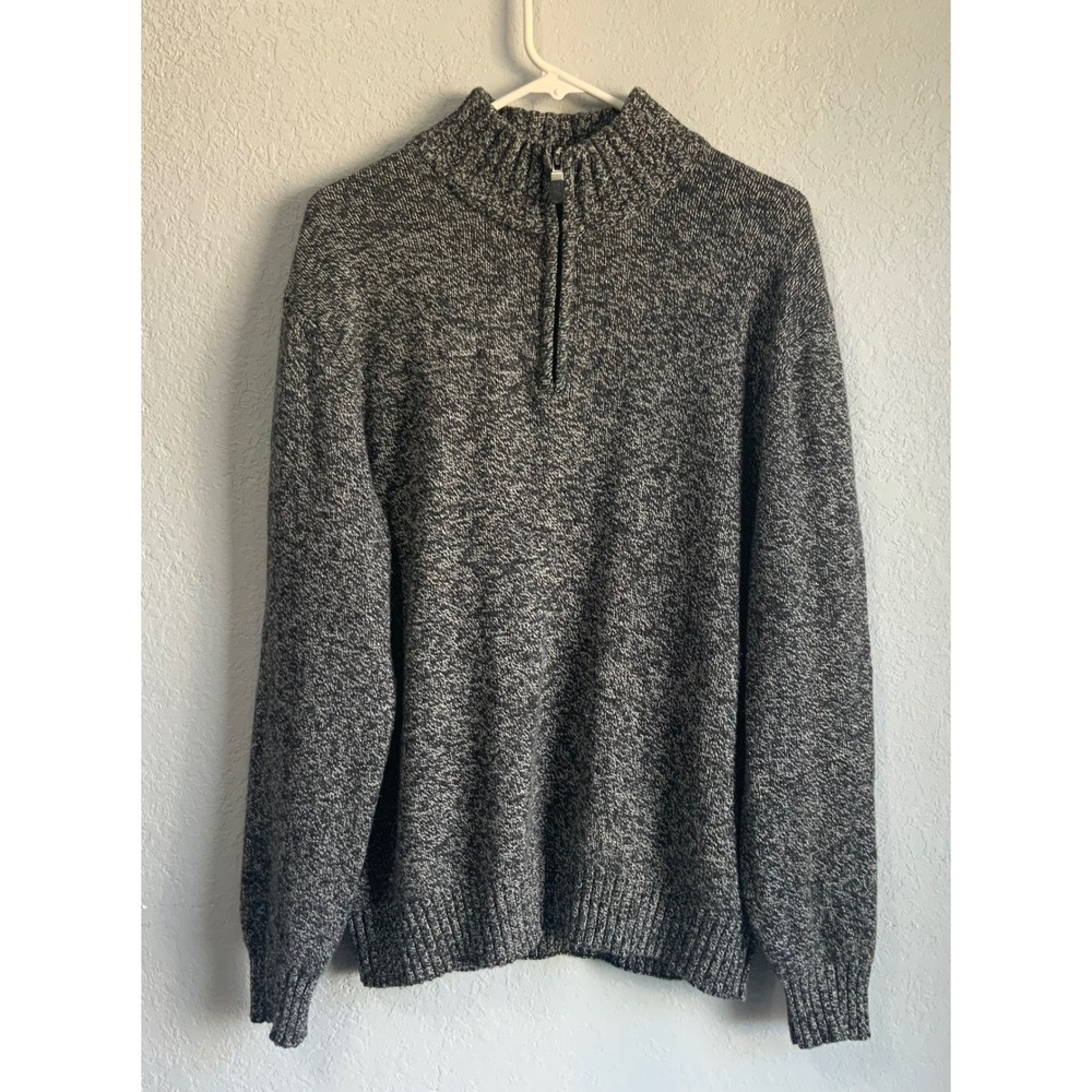 Giorgiolini Italy Wool Cashmere Blend Quarter Zip Sweater Mens Large Marled Gray
